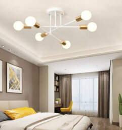 Chandelier 6 Lights Semi Flush Mount Chandelier 6Xe27(Included) White And Gold - thumbnail 2