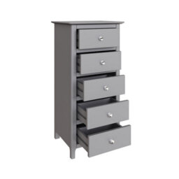 Fwstyle Pair Of Grey Palma 5 Drawer Chest Of Drawers Ready Assembled - thumbnail 2