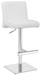 Lamboro Snella Deluxe Breakfast Bar Stool, Chrome Footrest, Height Adjustable Swivel Gas Lift, Home Bar & Kitchen Barstool, White