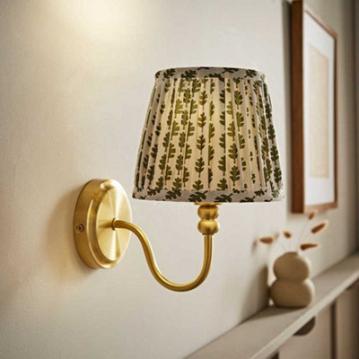 Valuelights Binky Gold Rechargeable Wall Light With Green Floral Shade - image 1