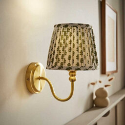 Valuelights Binky Gold Rechargeable Wall Light With Green Floral Shade