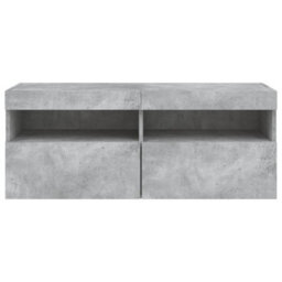 Walplus Tv Wall Cabinet With Led Lights Concrete Grey 100X30X40 Cm - thumbnail 9