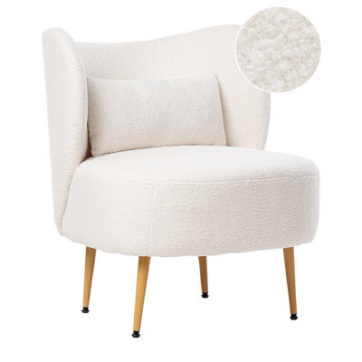 Beliani Armchair Otsby Ii With Cushion Boucle Off-White - image 1