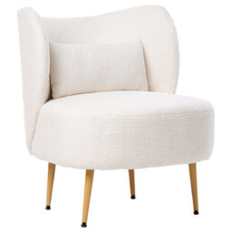 Beliani Armchair Otsby Ii With Cushion Boucle Off-White - thumbnail 4