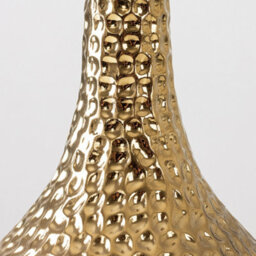 Valuelights Bailey Metallic Gold Indent Textured Ceramic Table Lamp With Grey Gold Drum Shade - thumbnail 5