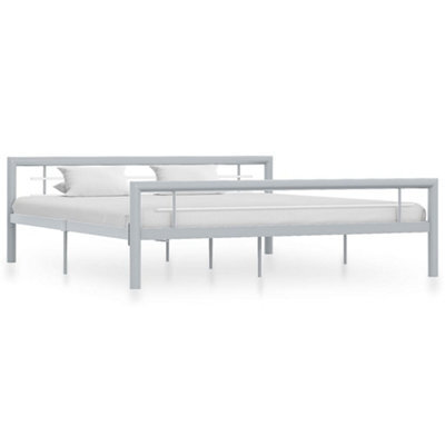 Berkfield Bed Frame Grey And White Metal 180X200 Cm 6Ft Super King - image 1