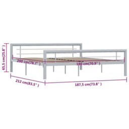 Berkfield Bed Frame Grey And White Metal 180X200 Cm 6Ft Super King - thumbnail 6