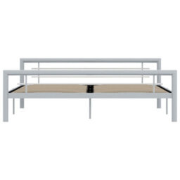 Berkfield Bed Frame Grey And White Metal 180X200 Cm 6Ft Super King - thumbnail 3