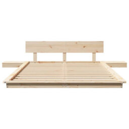 Walplus Modern Engineered Wood Floor Bed Frame With Bedside Table And Headboard For Bedroom - thumbnail 5
