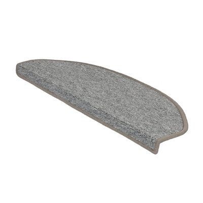 Floordirekt London Self Adhesive Edged Hard Wearing Carpet Stair Tread Mat For Indoor Stairs Semicircular Light Grey 23.5 X 65 Cm - image 1