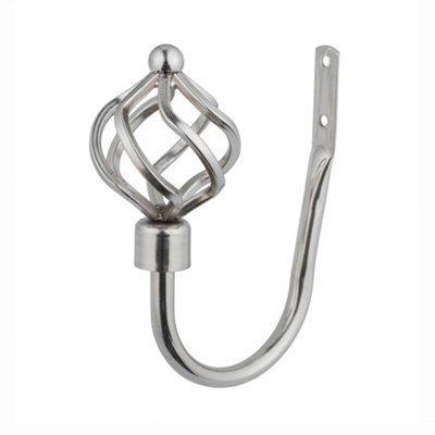 A.unique Home Pair Of Twisted Metal Holdbacks With Fittings - Brushed Steel - image 1