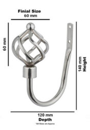 A.unique Home Pair Of Twisted Metal Holdbacks With Fittings - Brushed Steel - thumbnail 3