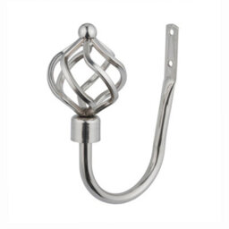 A.unique Home Pair Of Twisted Metal Holdbacks With Fittings - Brushed Steel - thumbnail 1