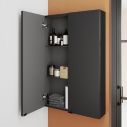 GoodHome Imandra Matt Black Bathroom Double Wall Cabinet (H)90Cm (W)60Cm - thumbnail 5