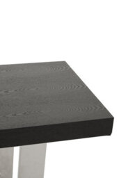 Orsina Grey Elm Wood Console Table, Elm Wood Plank Top On Polished Stainless Steel Sledge Legs, Monochrome - thumbnail 4