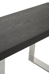 Orsina Grey Elm Wood Console Table, Elm Wood Plank Top On Polished Stainless Steel Sledge Legs, Monochrome - thumbnail 2