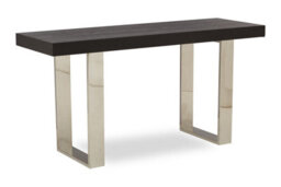 Orsina Grey Elm Wood Console Table, Elm Wood Plank Top On Polished Stainless Steel Sledge Legs, Monochrome - thumbnail 3