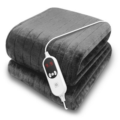 Purus Deluxe Grey Electric Throw Heated Double Over Blanket Soft Fleece  9 Heat & 12 Timer Settings - image 1
