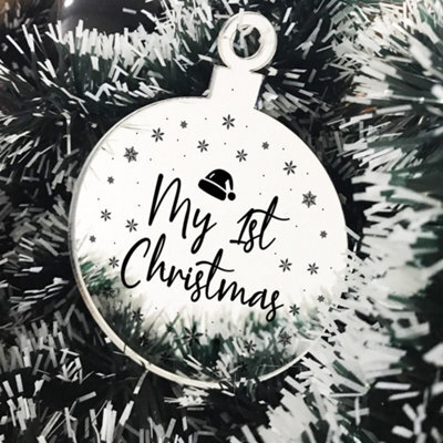 Red Ocean My 1St Christmas Bauble Engraved Heart Hanging Tree Decoration New Baby Gift - image 1