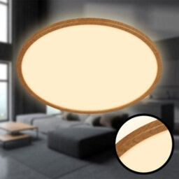 Briloner Ceiling Light Led 22W 3000Lm Round Ultra Slim Wood Look Panel 420mm Warm White - thumbnail 3
