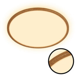 Briloner Ceiling Light Led 22W 3000Lm Round Ultra Slim Wood Look Panel 420mm Warm White