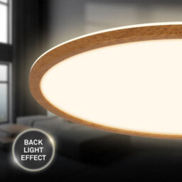 Briloner Ceiling Light Led 22W 3000Lm Round Ultra Slim Wood Look Panel 420mm Warm White - thumbnail 5