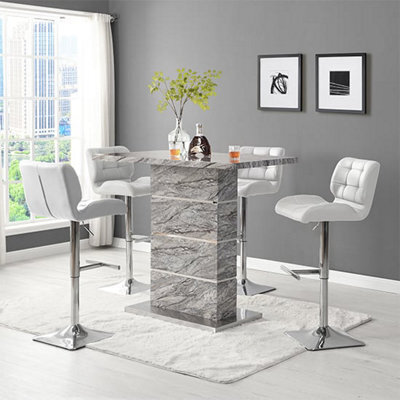 Furniture in Fashion Parini Melange Marble Effect Bar Table 4 Candid White Stools - image 1