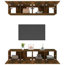 Berkfield Tv Cabinets 4 Pcs Smoked Oak 80X30X30 Cm Engineered Wood - thumbnail 5