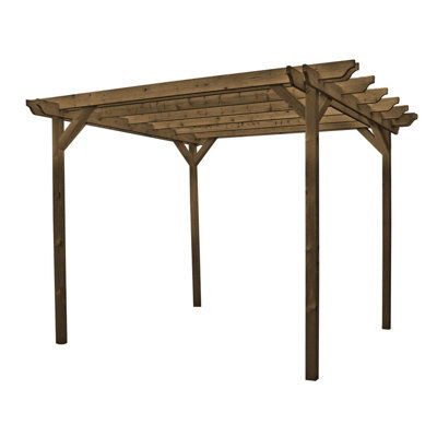 Rutland County Garden Furniture Double Garden Pergola - Wood - L180 X W180 X H270 Cm - Rustic Brown - image 1
