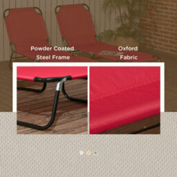 Outsunny Folding Sun Loungers Set Of 2 With Adjustable Backrest, Wine Red - thumbnail 6
