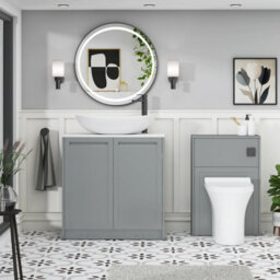 Royal Bathrooms Royal Bathroom Elmore 800mm Matt Pebble Grey Freestanding Countertop Bathroom Vanity Unit 2 Door With Cesar Basin - thumbnail 5