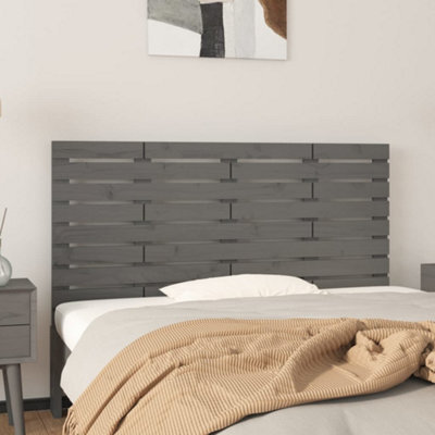 Berkfield Wall Headboard Grey 141X3X63 Cm Solid Wood Pine - image 1