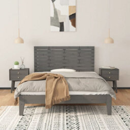 Berkfield Wall Headboard Grey 141X3X63 Cm Solid Wood Pine - thumbnail 3