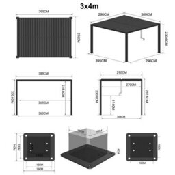 Sunopy 3X4M Premium Aluminium Matte Black Freestanding Pergola - thumbnail 9