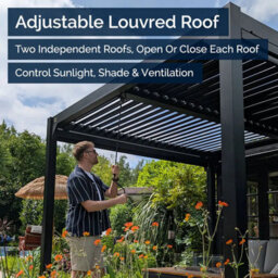 Sunopy 3X4M Premium Aluminium Matte Black Freestanding Pergola - thumbnail 3