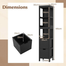 Slim Wooden Linen Tower Tall Bathroom Storage Cabinet - thumbnail 2