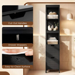 Slim Wooden Linen Tower Tall Bathroom Storage Cabinet - thumbnail 3