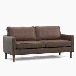 Furnishings For Less UK Bexhill Brown Faux Leather  Boxed Arm 3 Seater Sofa - thumbnail 1