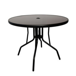 Samuel Alexander 4 Person Round Black Garden Table With Glass Top & Parasol Hole - thumbnail 8
