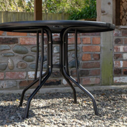 Samuel Alexander 4 Person Round Black Garden Table With Glass Top & Parasol Hole - thumbnail 5