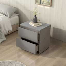 Wooden 2 Drawer Bedside Cabinet Storage Nightstand - thumbnail 3