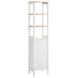 Wyld And Coco Casalux White Mdf Tall Bathroom Cabinet 30 X 160 Cm With Perforated Door And Shelves - thumbnail 6