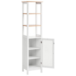 Wyld And Coco Casalux White Mdf Tall Bathroom Cabinet 30 X 160 Cm With Perforated Door And Shelves - thumbnail 5