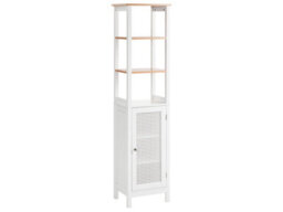 Wyld And Coco Casalux White Mdf Tall Bathroom Cabinet 30 X 160 Cm With Perforated Door And Shelves - thumbnail 3
