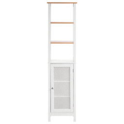 Wyld And Coco Casalux White Mdf Tall Bathroom Cabinet 30 X 160 Cm With Perforated Door And Shelves - thumbnail 1