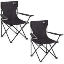 Trail Outdoor Leisure Folding Camping Chair With Cup Holder Black 2 Pack - thumbnail 1