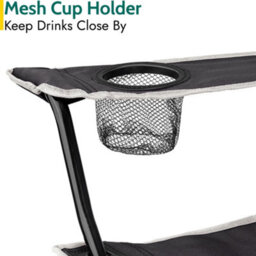Trail Outdoor Leisure Folding Camping Chair With Cup Holder Black 2 Pack - thumbnail 5