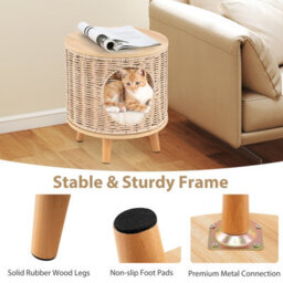 Costway Cat House Cat Bed Indoor Cat Litter Box Enclosure W/ Detachable Cushion - thumbnail 9