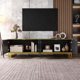 Btm Modern Tv Stand, 4-Door Storage Cabinet, Geometric Design, 160Cm Tv Unit - thumbnail 7