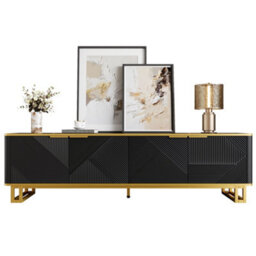 Btm Modern Tv Stand, 4-Door Storage Cabinet, Geometric Design, 160Cm Tv Unit - thumbnail 1